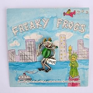 Frog Brooch Pin with Genuine Austrian Crystals